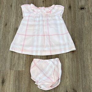 Burberry Pink and White Plaid Diaper Cover Set